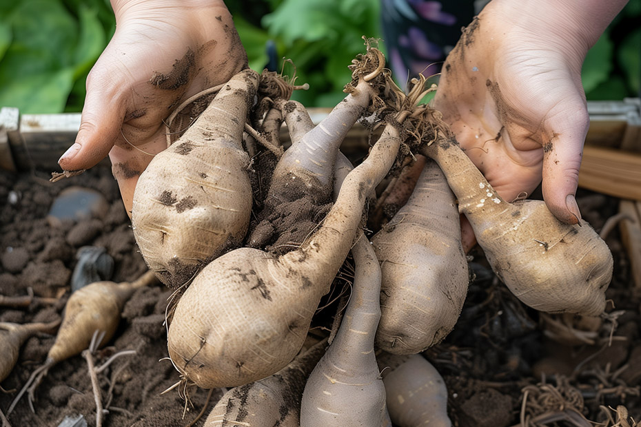 Holding dahlia tubers
